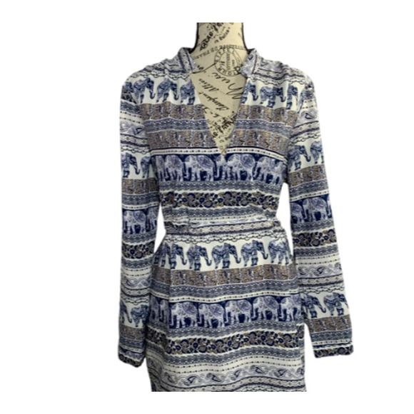 Live 4 Truth Women's Size XL Mini Dress Elephant Print Elastic Waistline Pockets - Picture 16 of 16